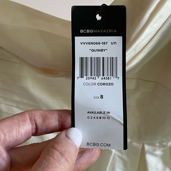 NWT BCBGMAXAZRIA Cream Quinby Taffeta Mini Dress Size 8 - Picture 5 of 6